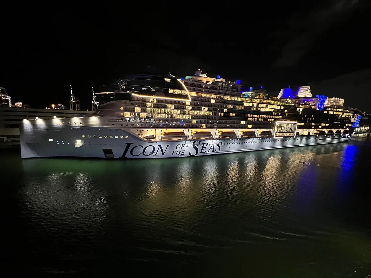 Icon of the Seas in Miami before its inaugural passenger cruise..
