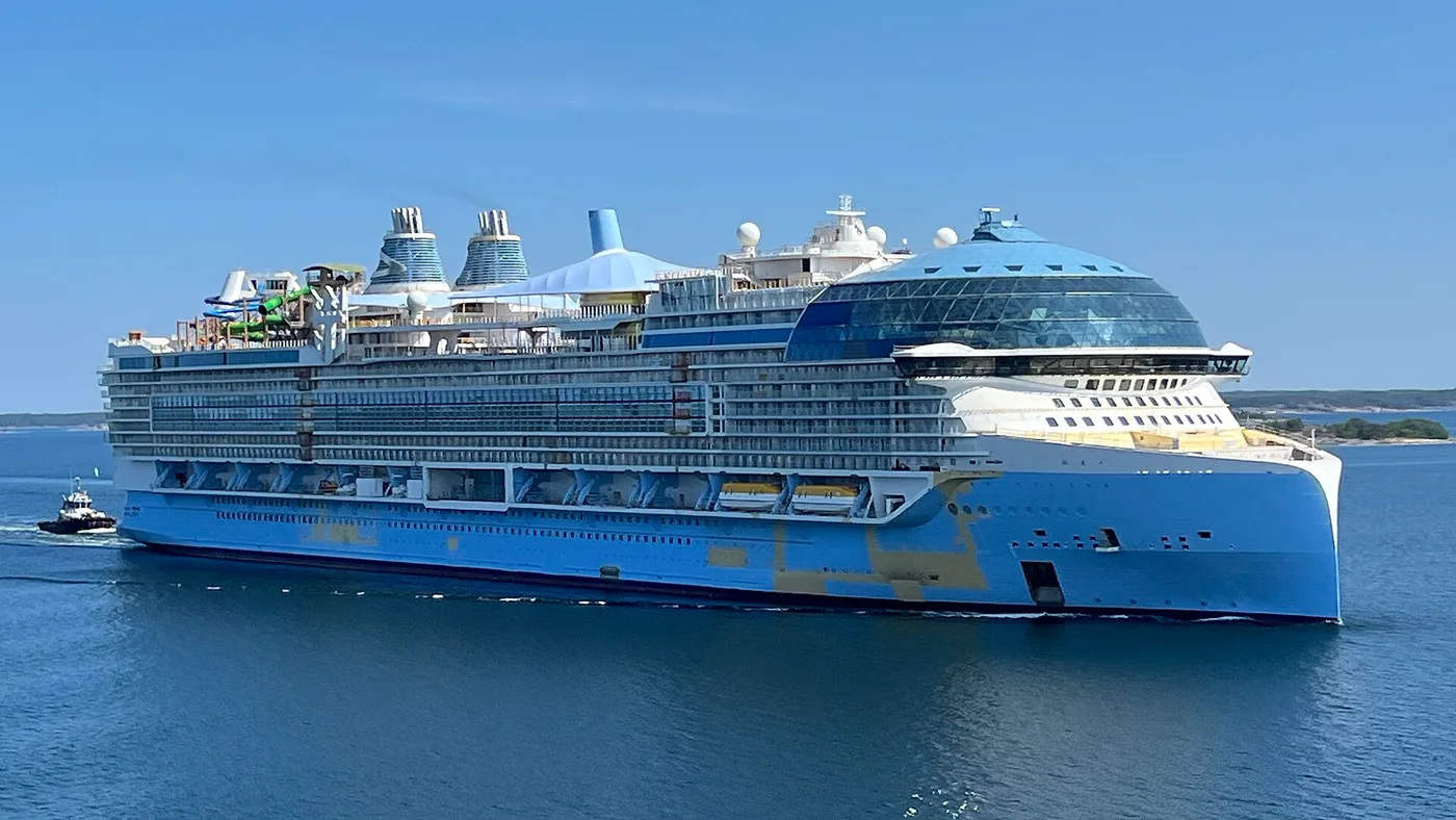Icon of the Seas during its first sea trial near Turku.