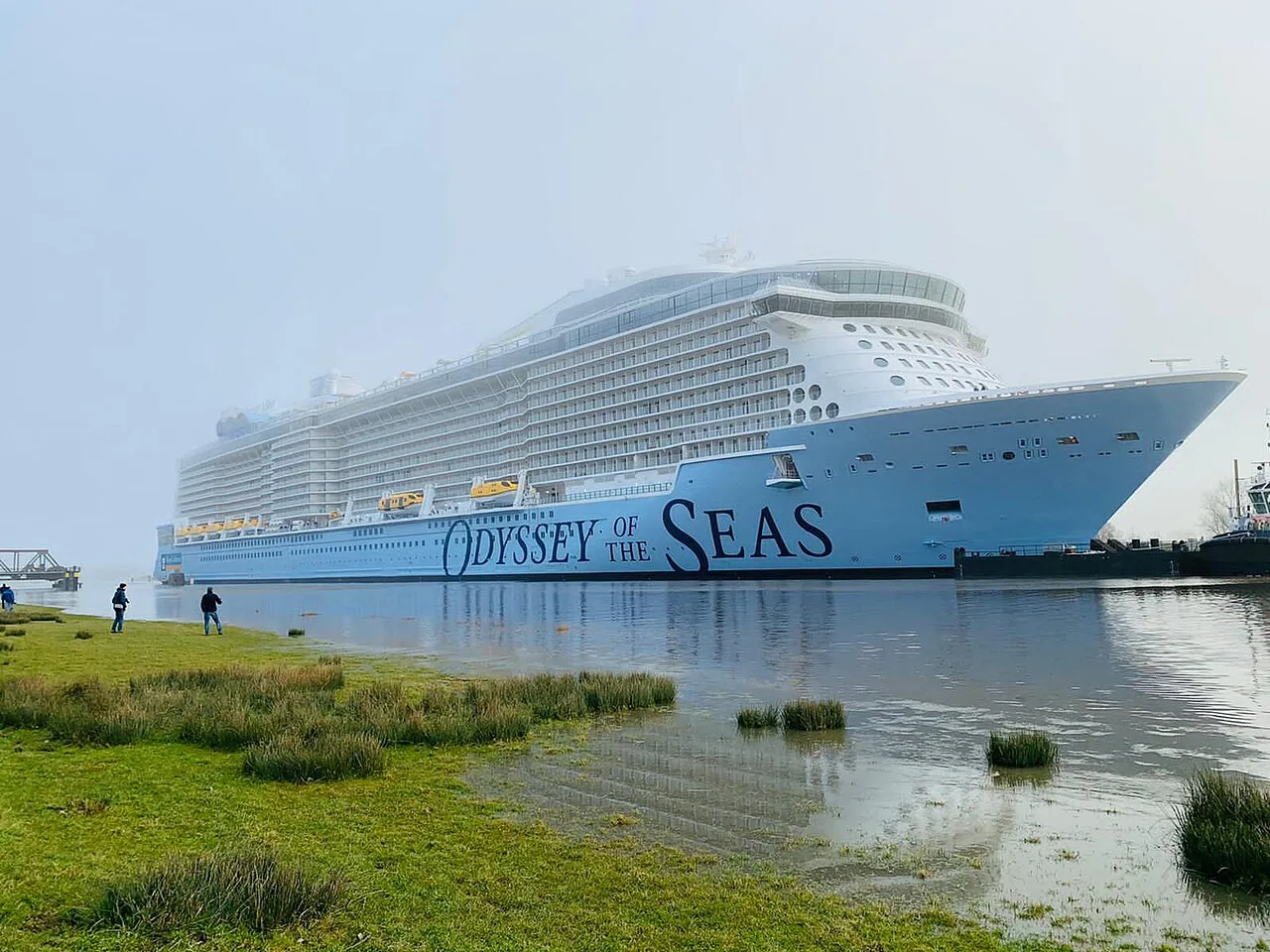 Odyssey of the Seas during its River Ems conveyance, February 2021.